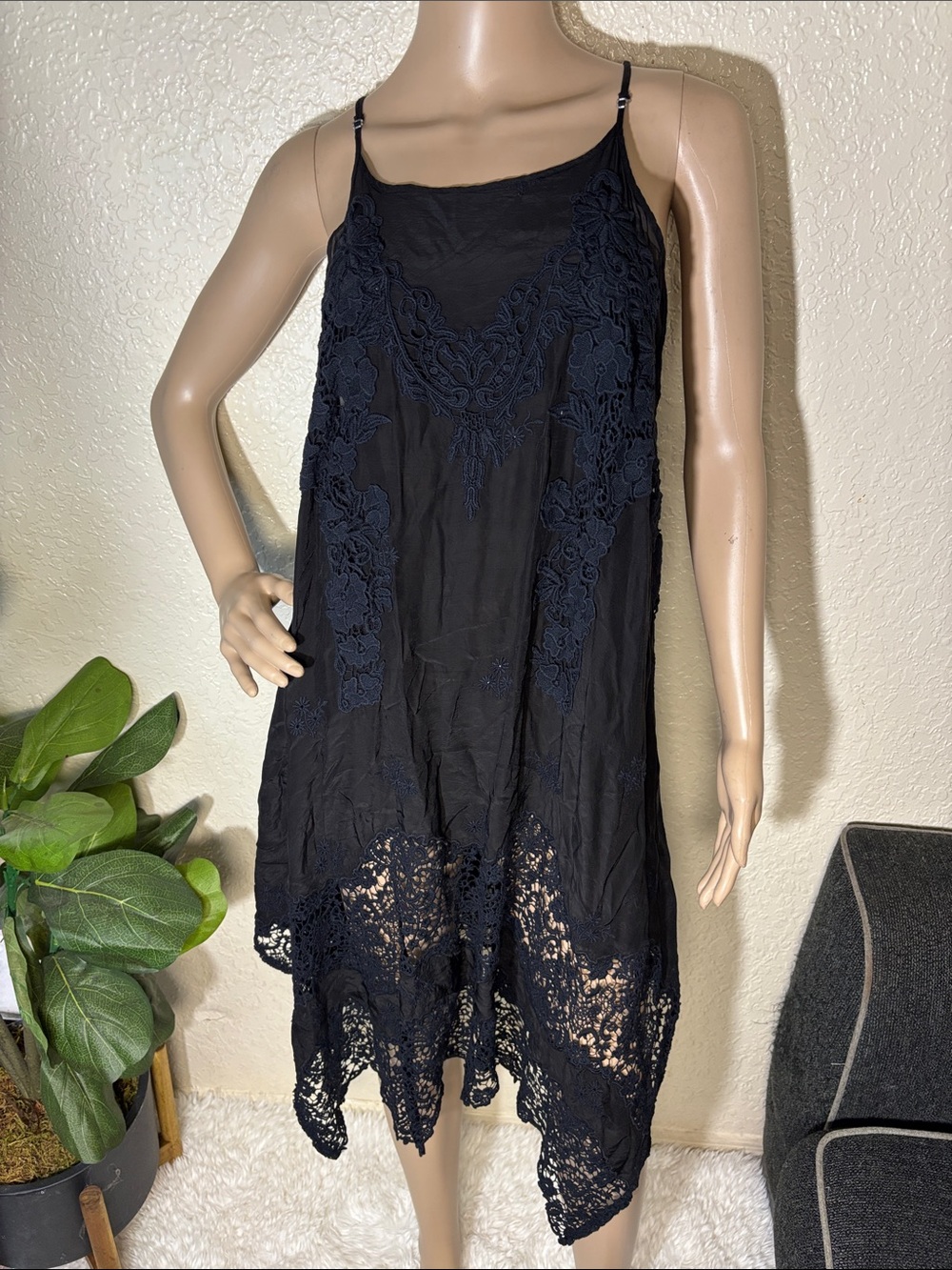 Johnny Was Black see through dress can be used for swimsuit coverup